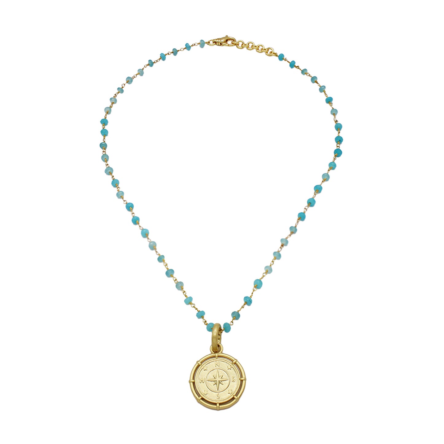 Amazonite Beaded Necklace with Neverland Compass