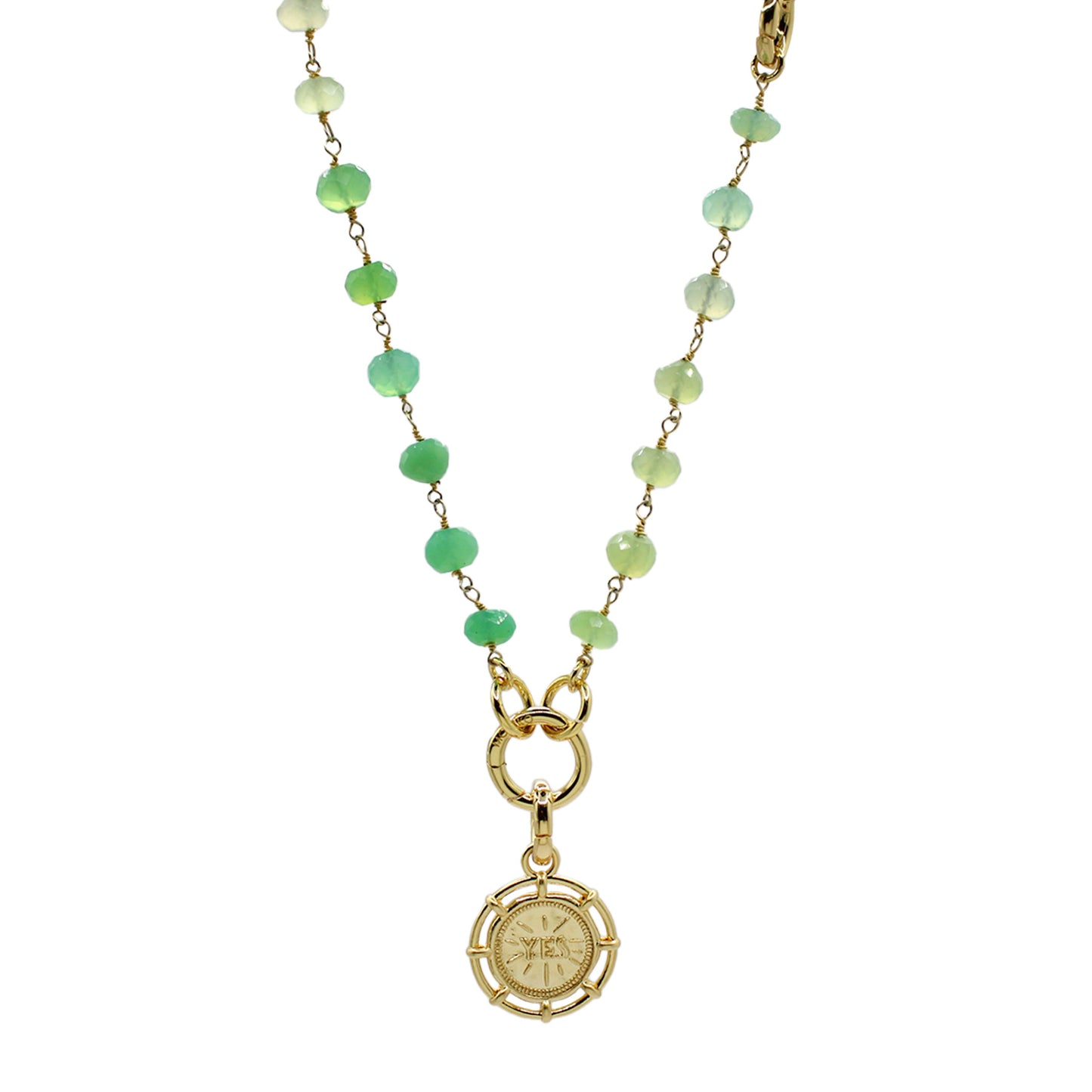 Yes/No Beaded Amazonite Adjustable Lariat Chain Necklace