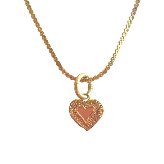 Wave Chain Necklace with Mini Heart Charm