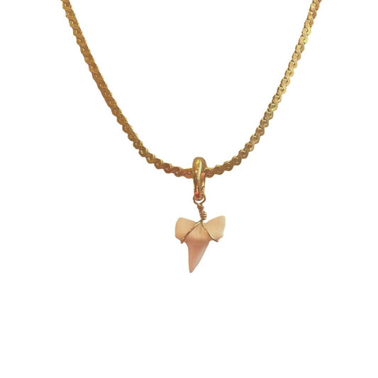 Shark Tooth Charm on Wave Chain Necklace