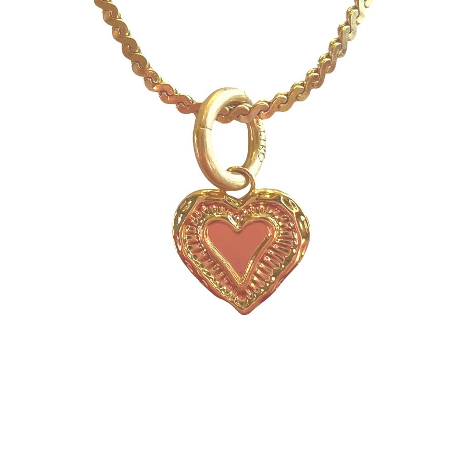 Wave Chain Necklace with Mini Heart Charm