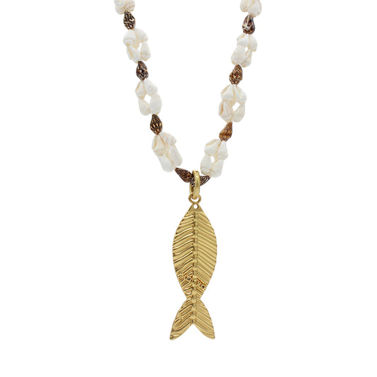 Mini Shell Necklace with Sweetest Catch Charm (Size Colossal)
